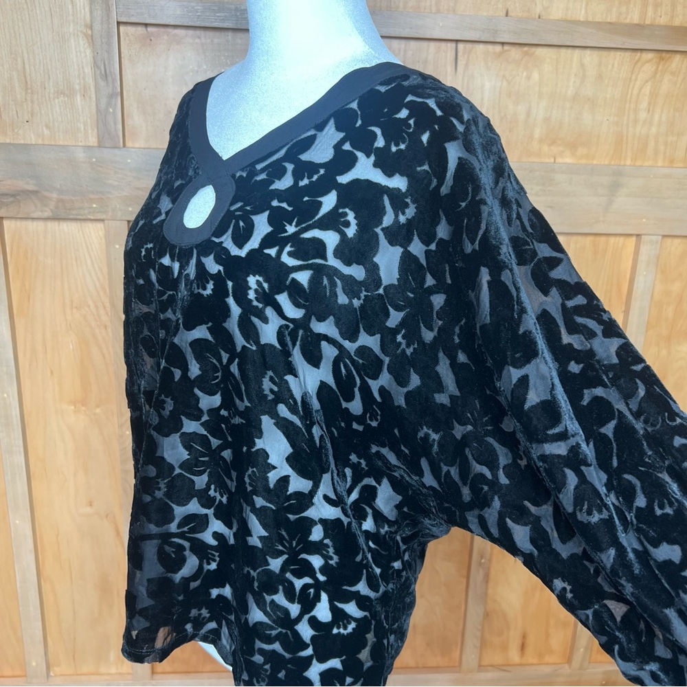Mystree Size Small | Black Velvet Sheer | STUNNING| Women's Long Sleeve Top - Picture 5 of 9